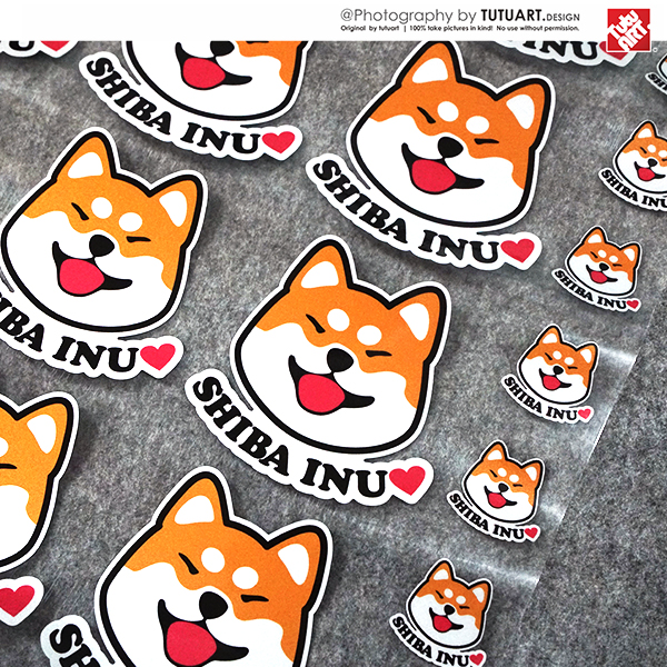 Miếng Dán Trang Trí Xe Hơi Hình Chú Chó Shiba Akita Hoạt Hình Đáng Yêu