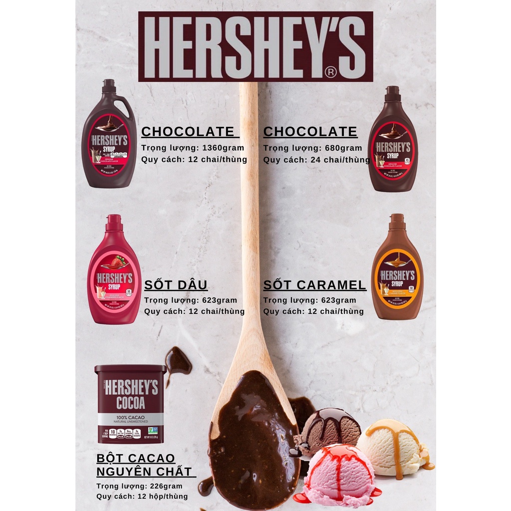 Sốt Syrup Hershey's  Hương Chocolate (Genuine Chocolate Flavor) 1.36kg