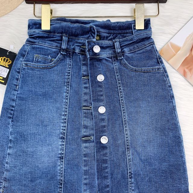 Chân váy jeans cotton cạp cao - có lót, ảnh thật | BigBuy360 - bigbuy360.vn