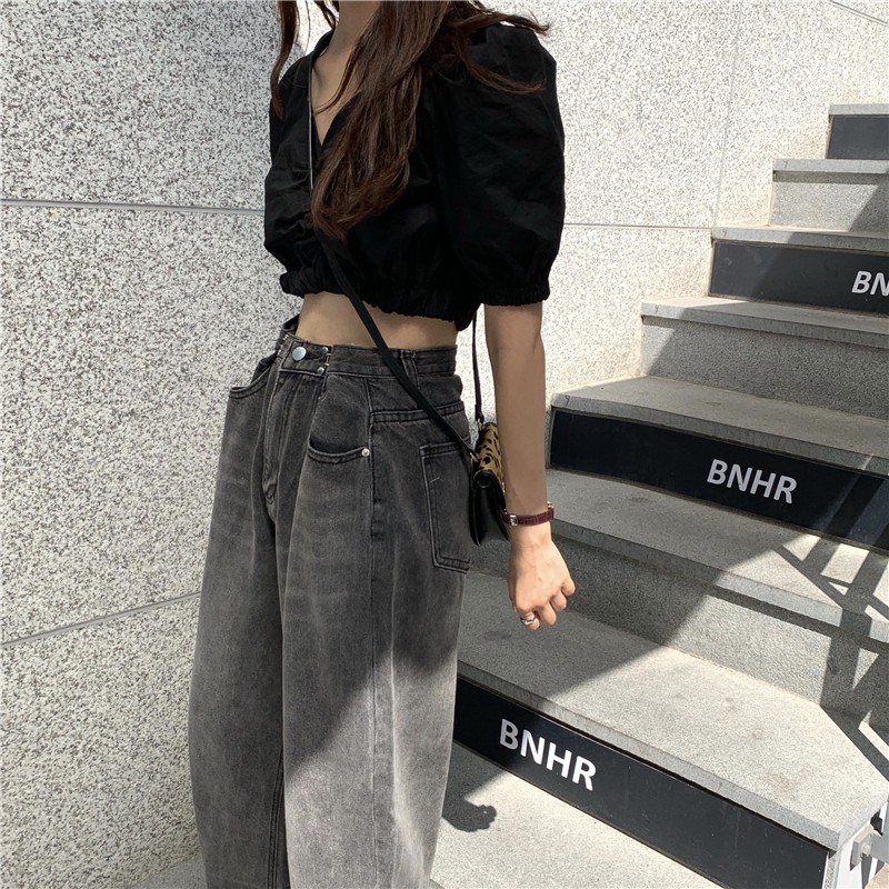 Quần jeans nữ form rộng BLACK DENIM ULZZANG