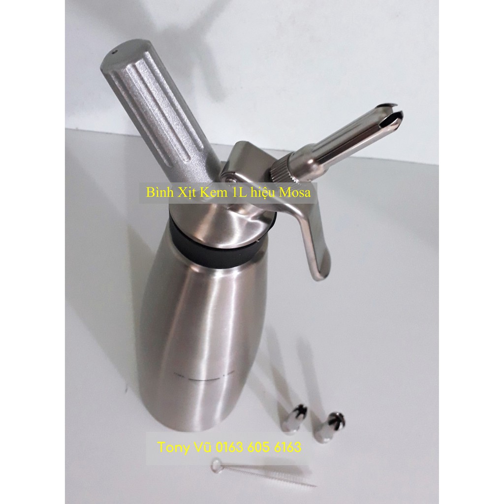 Bình xịt kem tươi Mosa 1L chất liệu Inox - Bình xịt kem tươi Mosa 500ml chất liệu Inox - Dụng cụ pha chế TV