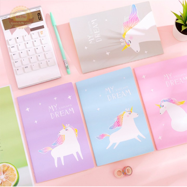 Sổ ghi chú kẻ ngang đẹp 30 trang Vở viết cho học sinh viên hình unicorn kỳ lân cute dễ thương