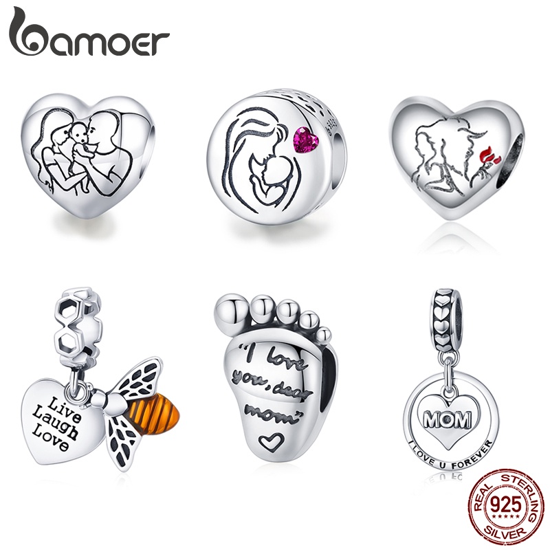 Hạt xỏ BAMOER BSC493 bạc 925 thời trang dành cho làm mặt trang sức DIY