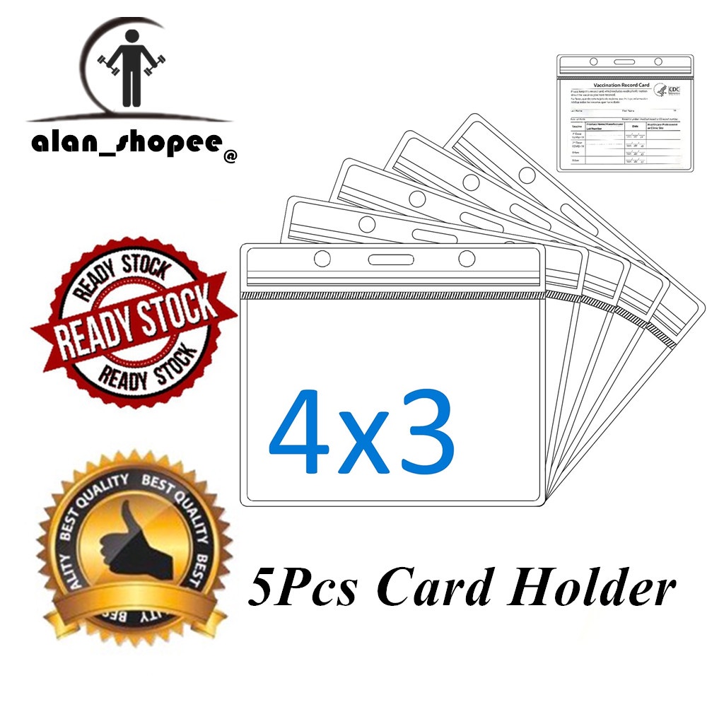 Bộ 5 Túi Đựng Thẻ ID Bằng Nhựa PVC Trong Suốt 4 X 3 Inches Chống Thấm Nước Có Khóa Kéo Tiện Dụng