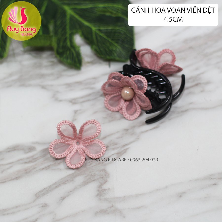 Cánh hoa ren 5 cánh dùng làm hoa đính kết lên váy áo và kẹp càng cua dây buộc tóc nữ