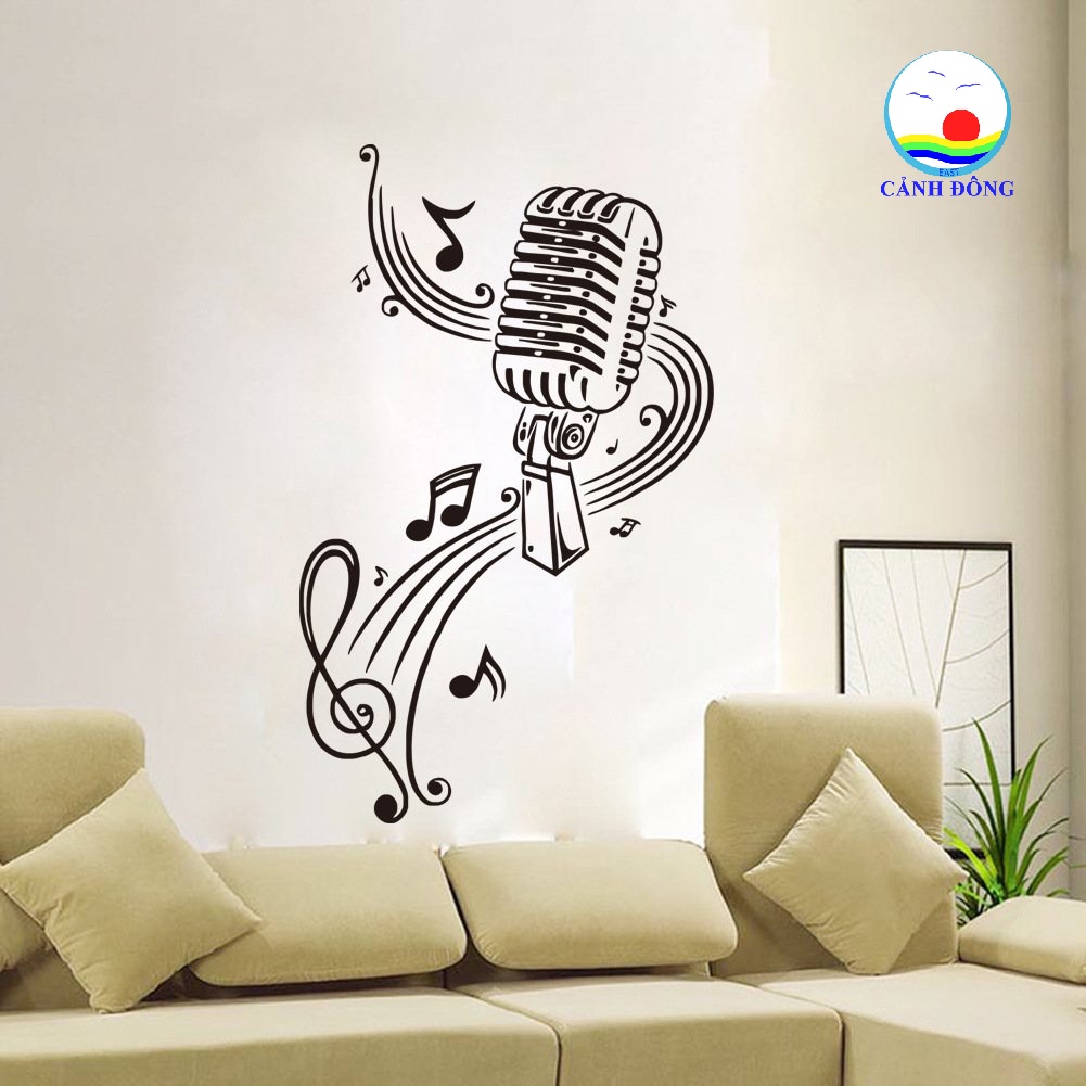 Decal dán tường âm nhạc thăng hoa cảm xúc trang trí phòng nhạc, studio ấn tượng, sang trọng