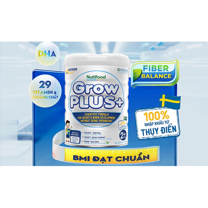 Sữa bột Nuti Fit Gold 900gr dành cho trẻ thừa cân béo phì và sản phẩm mới thay thế Grow Plus Trắng