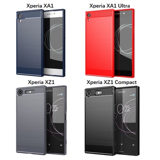 Ốp điện thoại họa tiết sợi carbon mềm cho Sony Xperia XZ3 XZ1 XZ2 Compact / Premium XA1 XA2 Plus / Ultra
