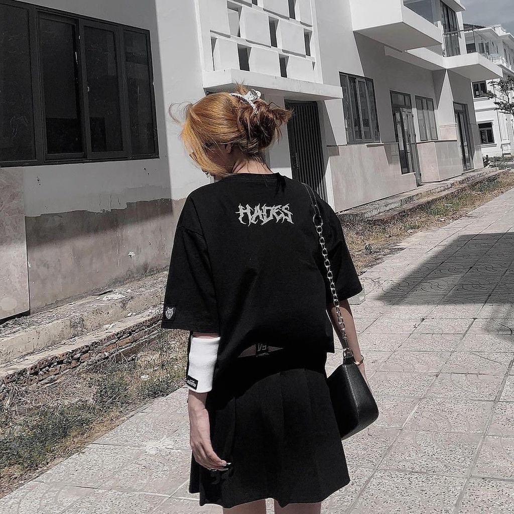 Áo Thun Tay Lỡ Unisex HADES SÓI màu ĐEN  /Nam nữ unisex/ Áo phông cổ tròn form rộng Jejul.store