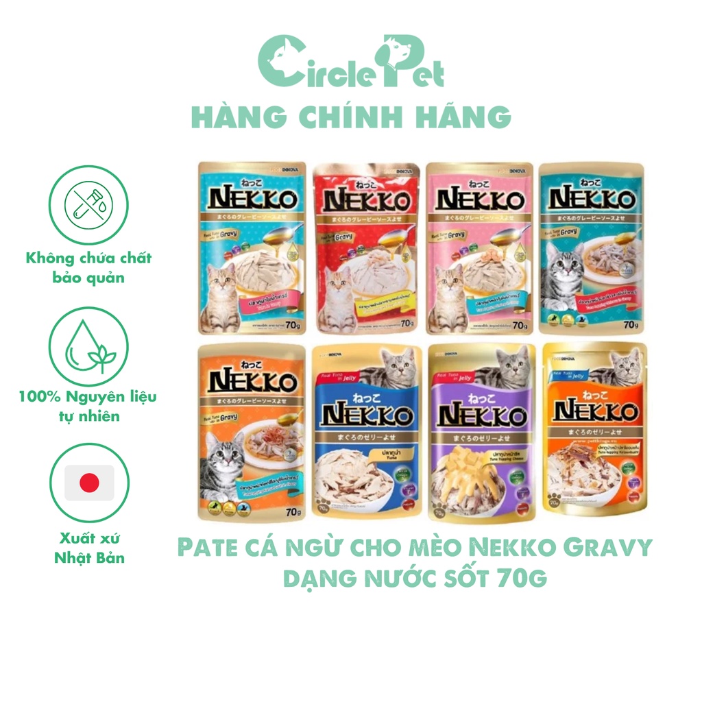 Pate Cá Ngừ Cho Mèo Nekko Gravy Dạng Nước Sốt Thơm Ngon 2 Vị Túi 70g - Circle Pet