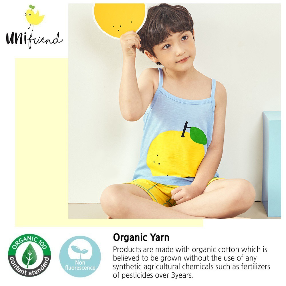 Set đồ ngủ 100% cotton hữu cơ không tay thời trang mùa hè thoáng mát dành cho bé trai