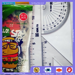 Bộ thước kẻ eke Hông Hà 4 sản phẩm [VPP Minh Hạnh]