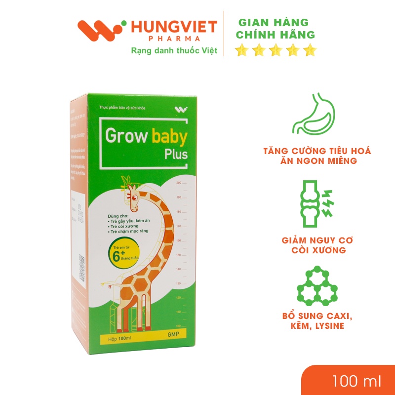 Grow Baby Plus – Hỗ trợ phát triển chiều cao, giúp giảm nguy cơ còi xương ở trẻ.