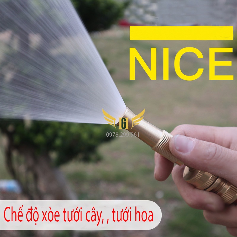 [ TẶNG CÚT NỐI ] Đầu Vòi Xịt Tăng Áp Sumo, Áp Lực Cao Mini Bằng Đồng, Vòi rửa xe, rửa sân, tưới cây, làm vườn.