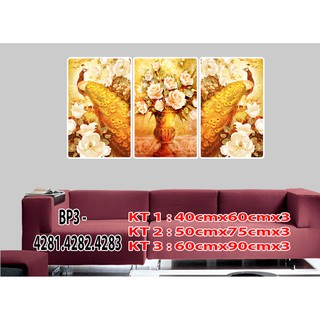 Tranh treo tường 3d , tranh phòng khách , đôi công vàng, 4283