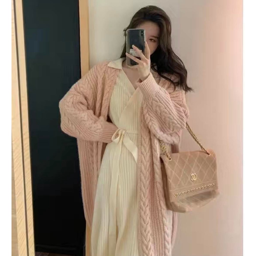 Áo cardigan len dáng dài chất dày mịn Quảng Châu