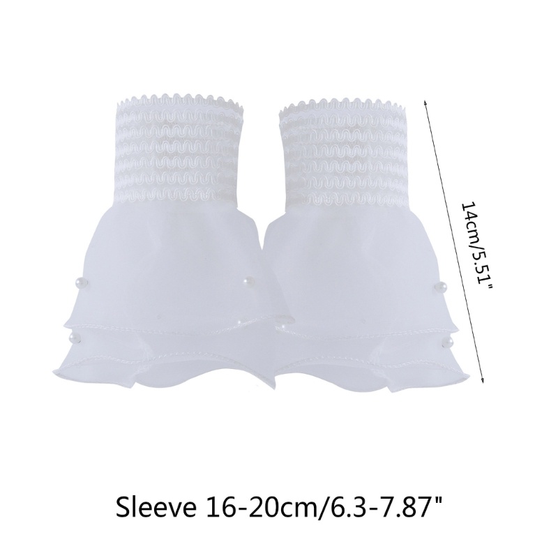 Ống Tay Áo Giả Nhún Bèo Đính Ngọc Trai Giữ Ấm Thời Trang Cho Nữ