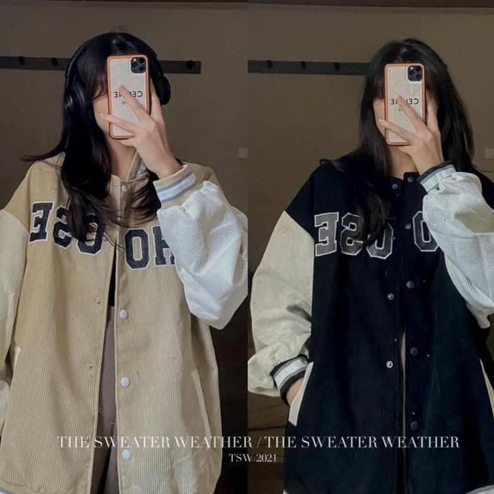 Áo Khoác Bomber Nhung Tăm Áo Bóng Chày CHOOSE Unisex Form Rộng Nam Nữ Siêu Chất