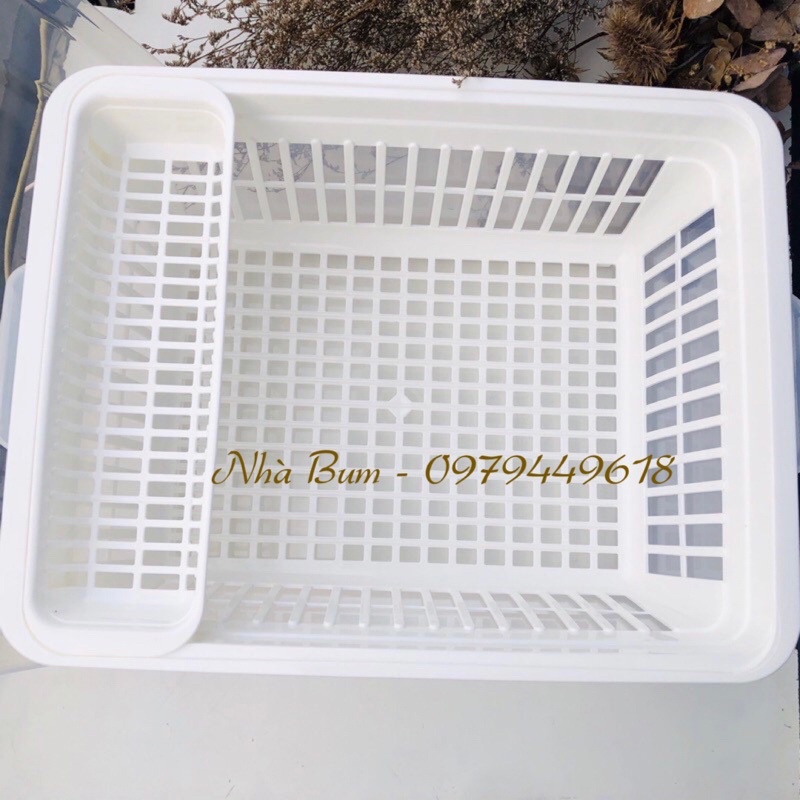 Rổ úp chén bát có nắp đậy Inomata - Nhật - Khay úp chén bát cho bé