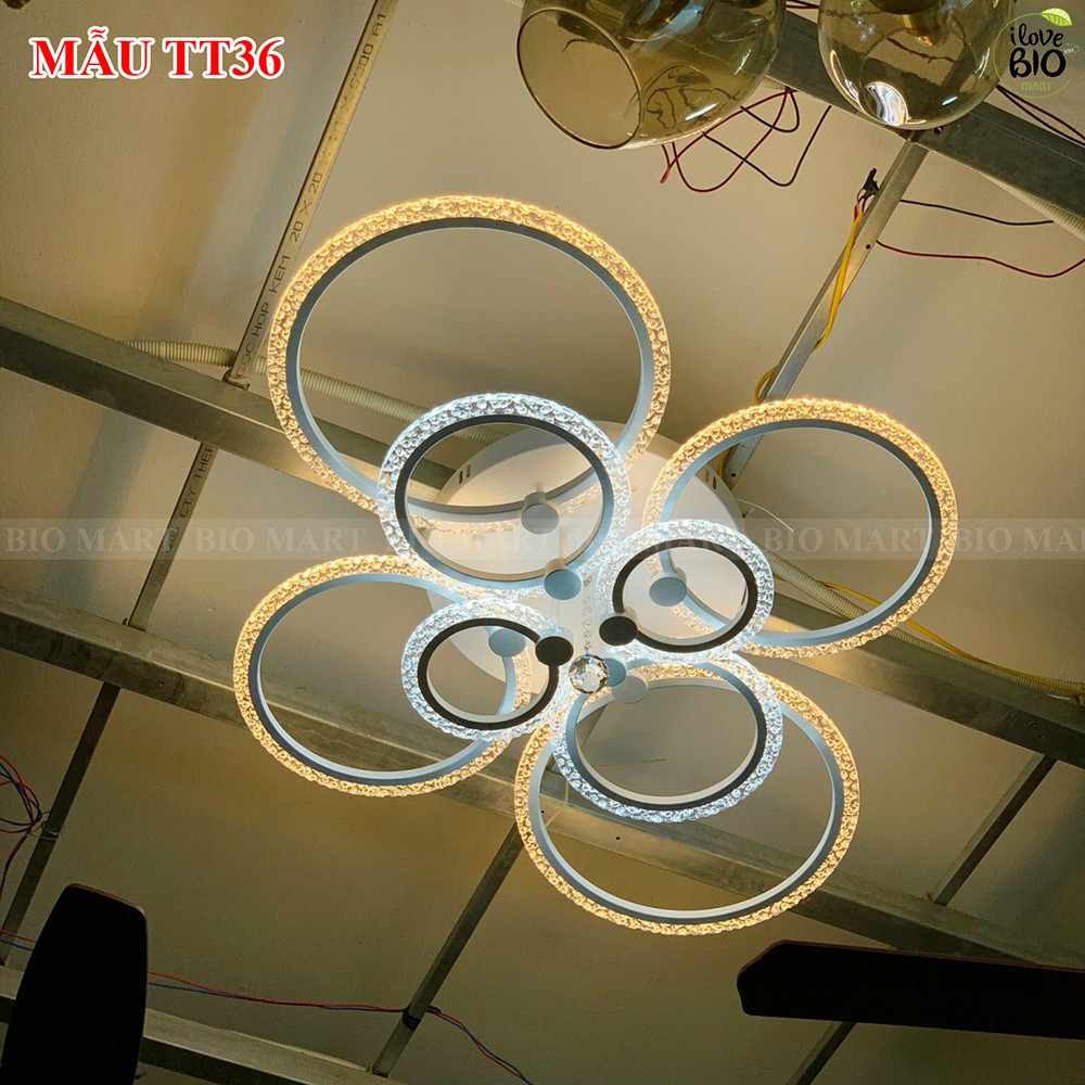 Đèn Ốp Trần Trang Trí - Đèn Âm Trần Cánh Tròn Olympic, Gồm 3 Chế Độ Ánh Sáng, Có Điều Khiển Từ Xa Tiện Dụng – BIO100