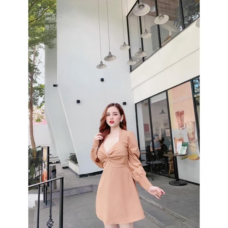 Váy Dài Tay Nữ 💖FREESHIP💖 Đầm Jum Rút Ngực Phối Họa Tiết Hoa Sang Chảnh💯💥💕 ⚡ * !