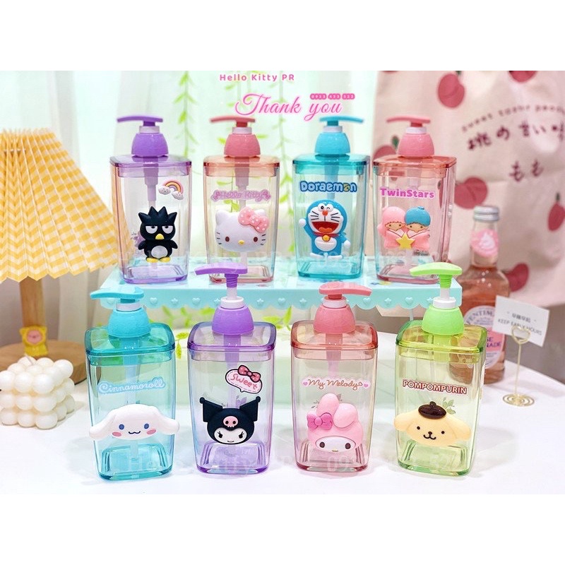 Bình đựng dầu gội, sữa tắm Hello Kitty - Doremon Doraemon