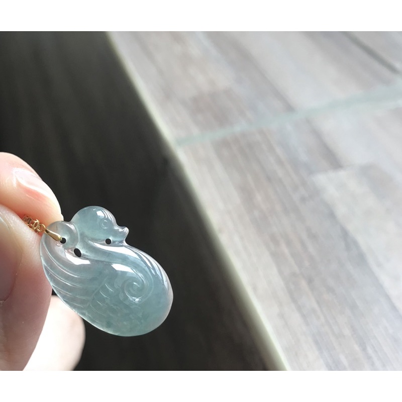 Mặt thiên nga Jadeite Jade A thiên nhiên móc gold 18K