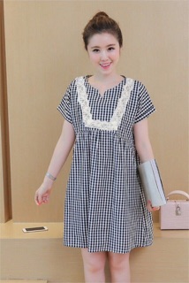 ĐẦM SUÔNG CARO REN CHỮ U 