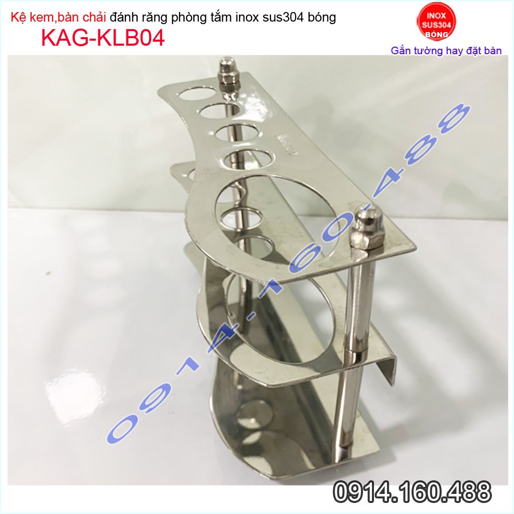 Kệ inox 304 để kem đánh răng bàn chải KAG-KLB04 giá để cây đánh răng sử dụng tiện lợi siêu bền