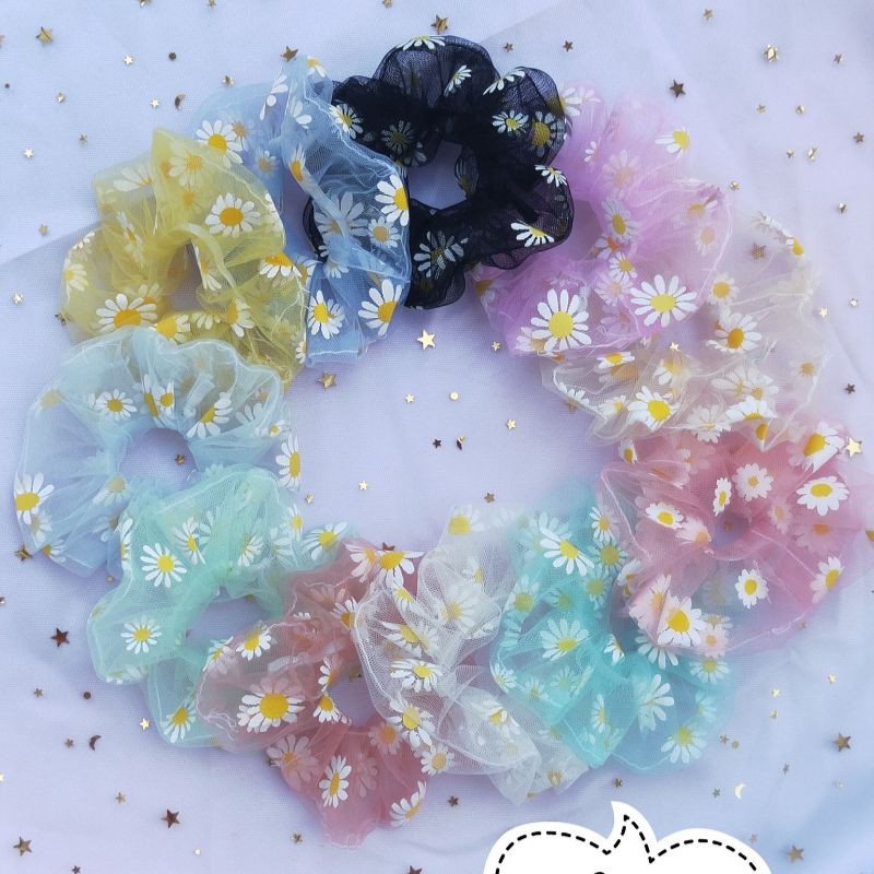 [Mã FAGOGO giảm 12% đơn 99K] Dây buộc tóc vải scrunchies hoa cúc họa mi | BigBuy360 - bigbuy360.vn