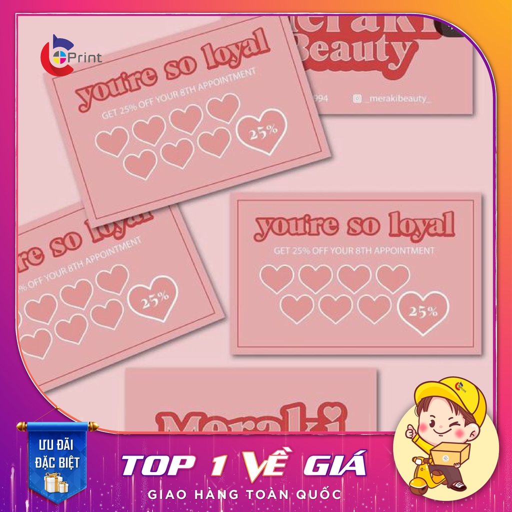 Combo 50 phiếu tích điểm - Thiết kế theo yêu cầu - in 2 mặt khác nhau