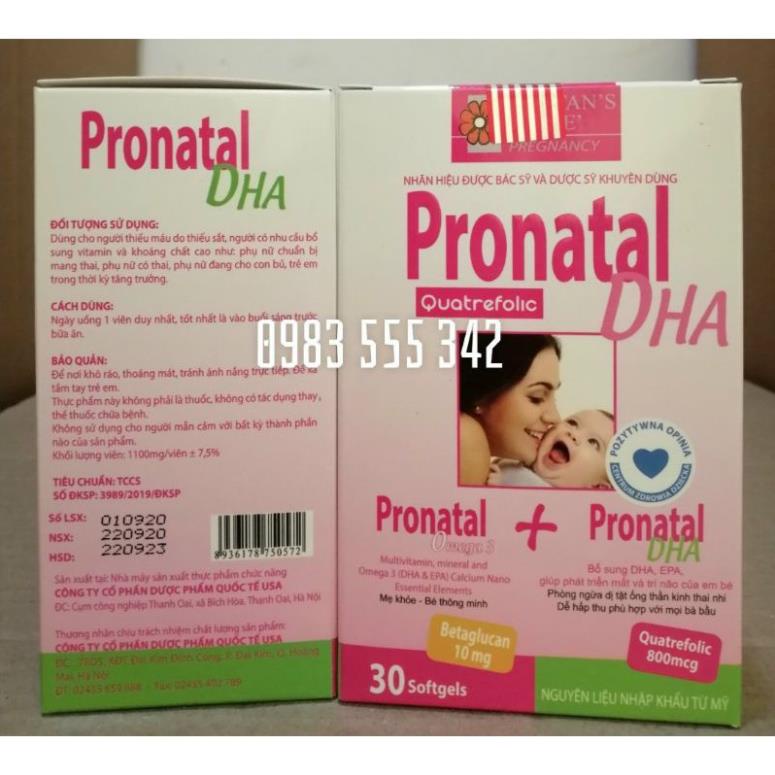 Pronatal DHA cung cấp dưỡng chất, bổ sung canxi, sắt và vitamin cho mẹ bầu và cho con bú