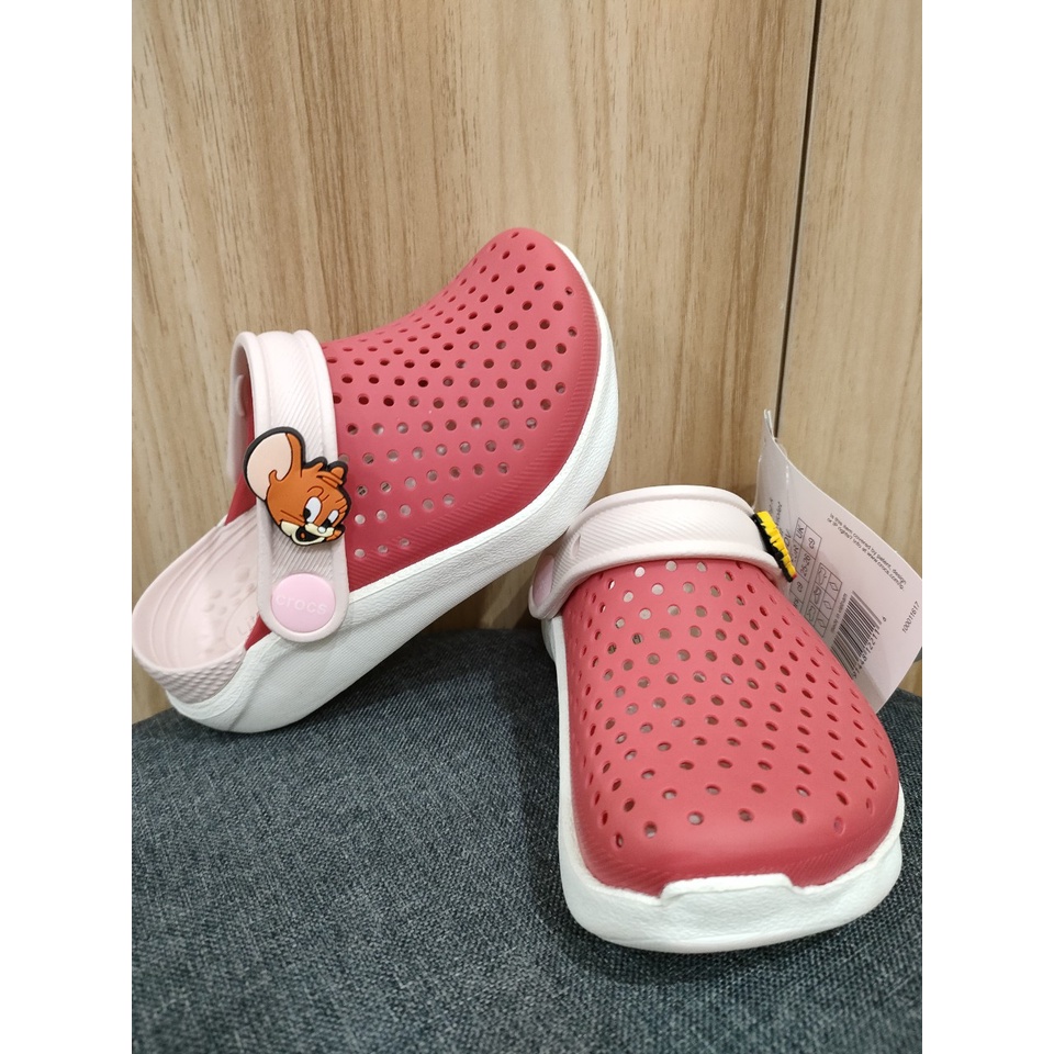 Dép sục cross literide màu đỏ hồng cho bé trai, gái siêu êm ( có tặng kèm sticker)