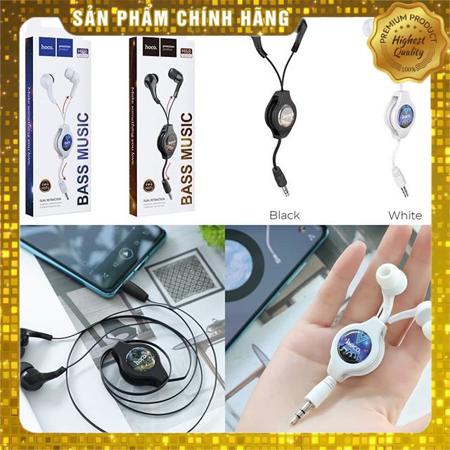 Tai nghe nhét tai dây rút tiện lợi, siêu bass cực mạnh, chuyên nghe nhạc, chơi game Hoco M68  - HÀNG chính Hãng BH6T