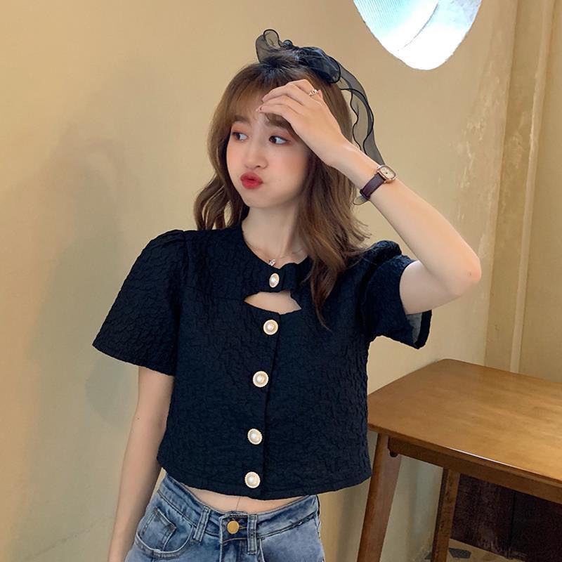 AMOI Áo Sơ Mi Trắng Ngắn Tay Phong Cách Hàn Quốc Thời Trang Cho Nữ