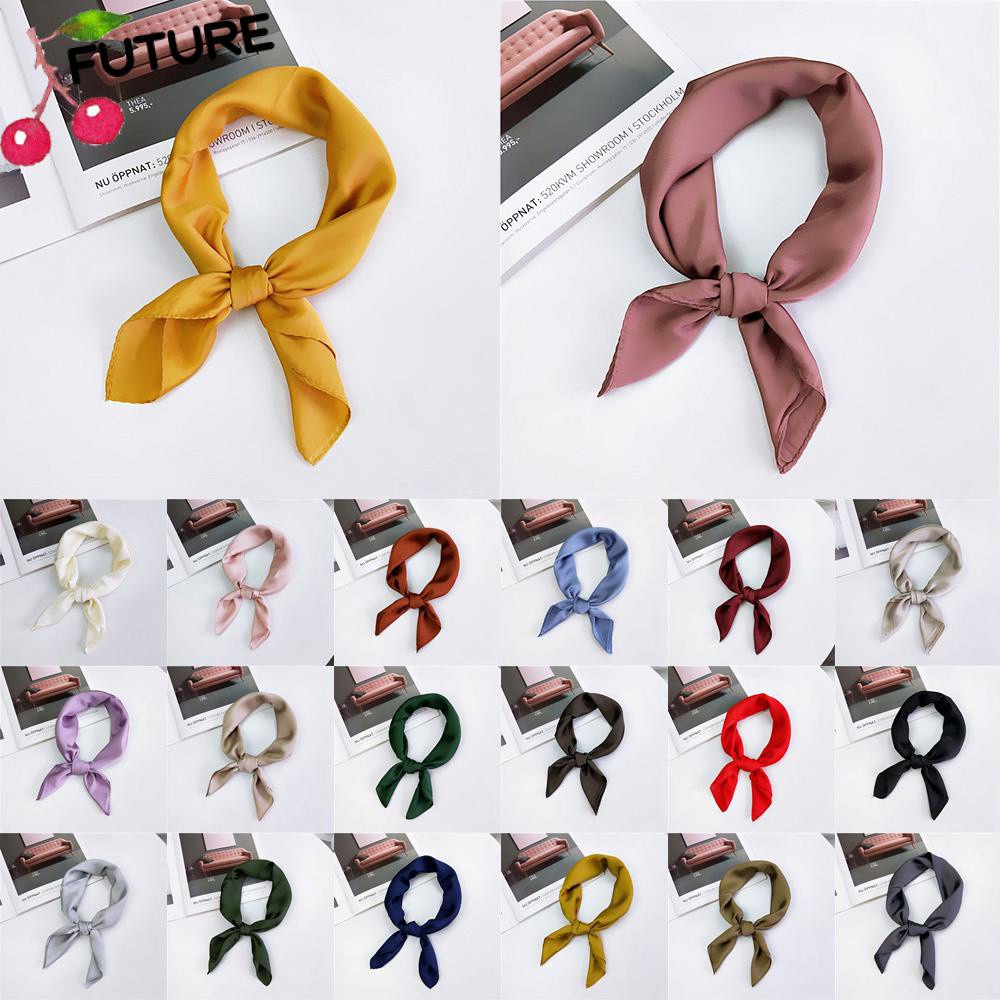 Khăn Choàng Cổ Hình Vuông Bằng Lụa Satin Màu Trơn Thời Trang Tinh Tế Cho Nữ