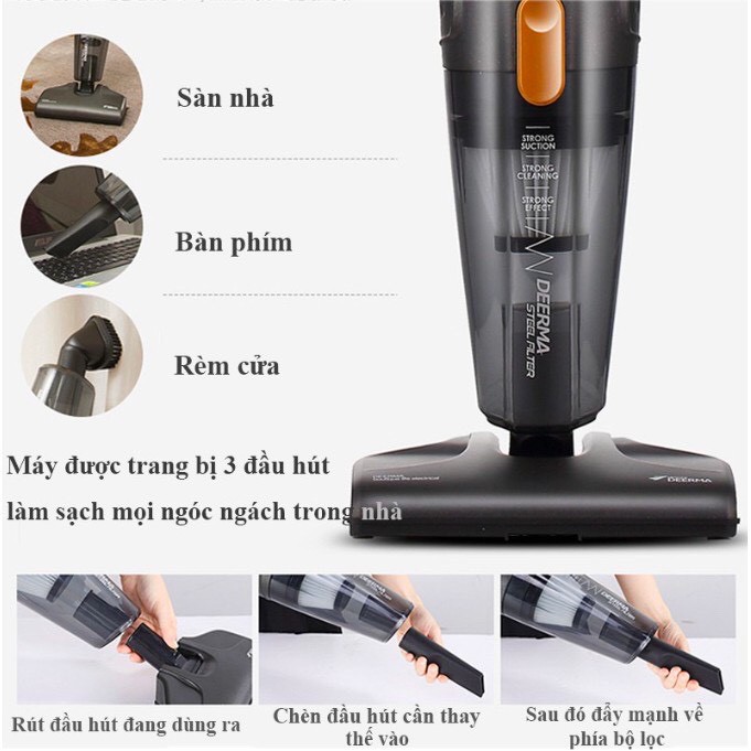 Máy Hút Bụi DEERMA 115C Công Suất 400W gia đình gia dụng 3 in1 đa năng