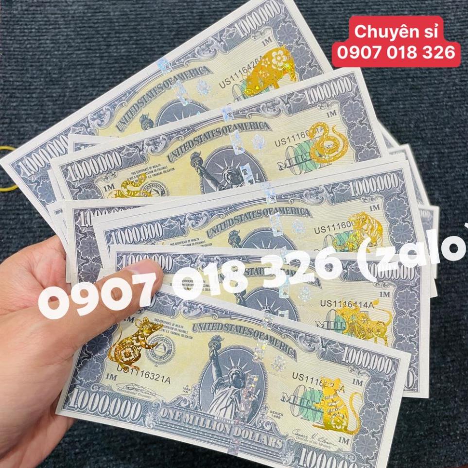 Tờ tiền 1 triệu đô Mỹ 12 con giáp mạ vàng, có bảo an phát quang, tặng bao lì xì