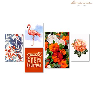 Bộ 5 tranh Canvas treo phòng khách Hoa Nhiệt Đới