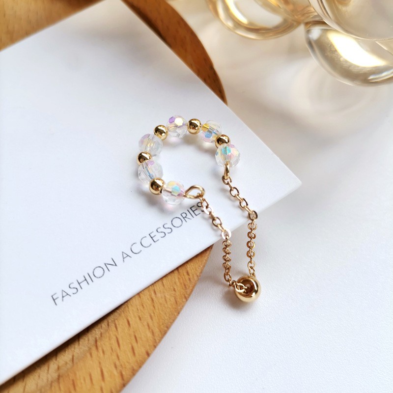 Khuyên tai chuỗi hạt tròn trong suốt đơn giản cá tính thời trang mùa hè F293