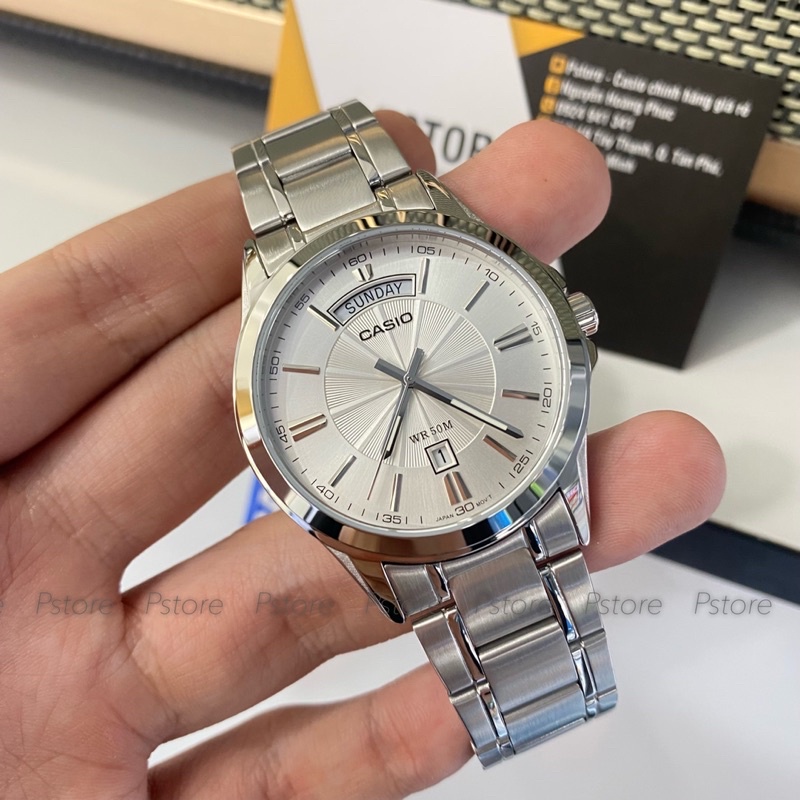 Đồng hồ nam Casio MTP-1381D-7 dây thép mặt trắng