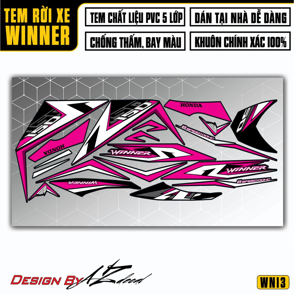Tem Rời Winner 150 Mẫu Speed Cách Điệu | 2WN13 | Decal Chế Chất Liệu PVC Chống Nước, Chống Bay Màu