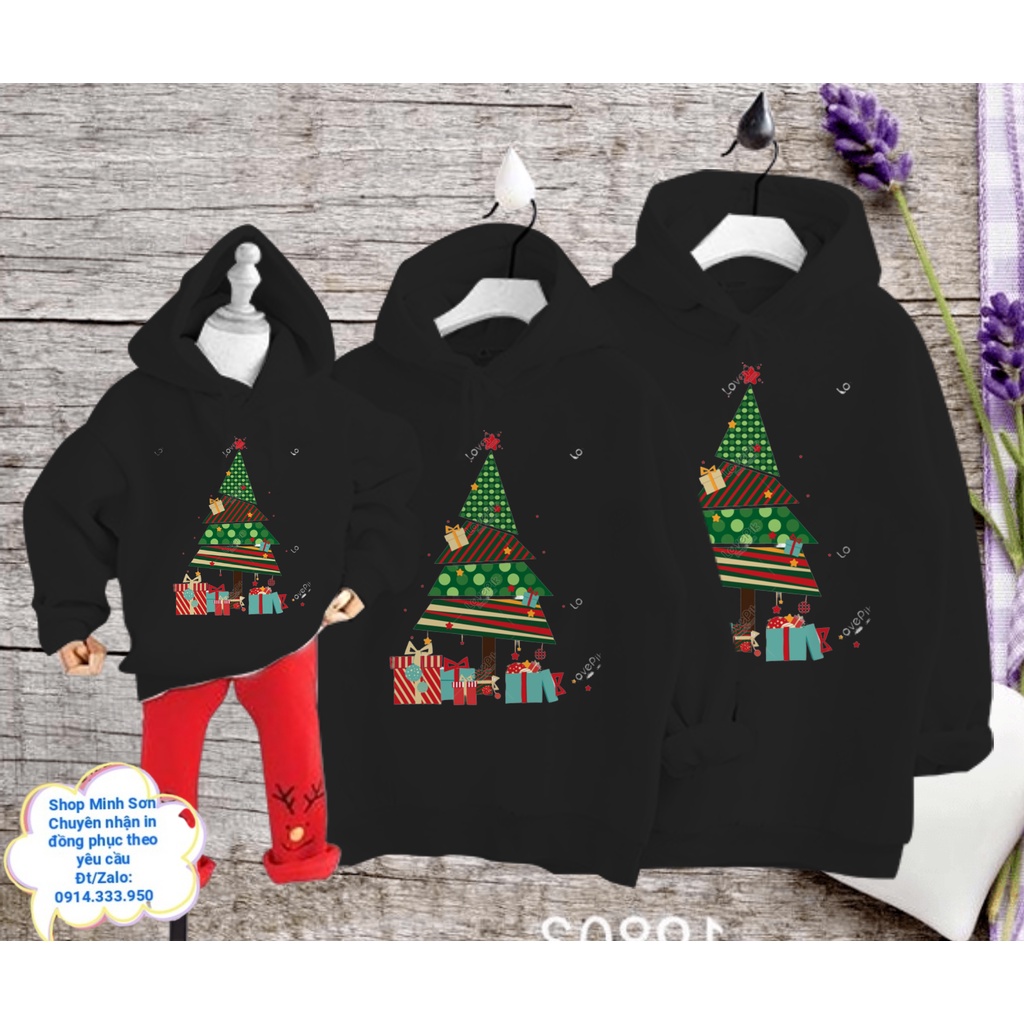 🍁💟🌴ÁO NỈ HOODIE CÂY THÔNG NOEL, NỈ MŨ GIA ĐÌNH, ÁO ĐÔI  LOẠI 1 ĐỦ MÀU ĐỦ SIZE
