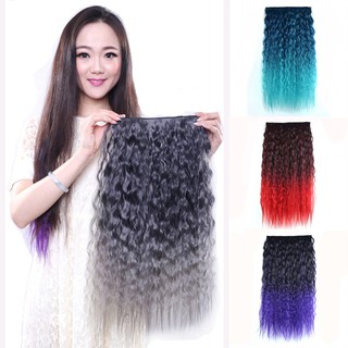 Tóc Giả Kẹp 5 Phím Xoăn Sóng Line Màu Ombre Xù Mì Dài 60cm