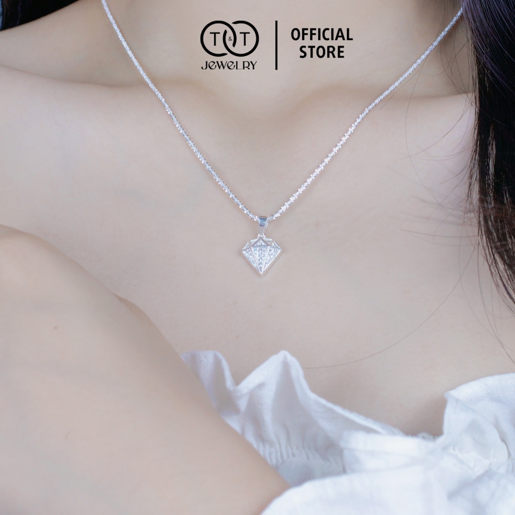 Dây chuyền Bạc nữ Hình Kim Cương sang trọng T&T Jewelry Bạc Ý cao cấp DC020