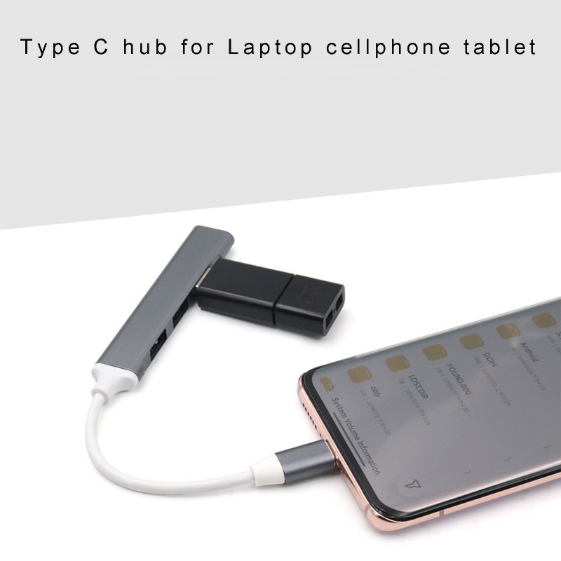 Hub Chia 4 Cổng Usb Type C Sang 3x Usb 2.0 + Usb 3.0 Bằng Kim Loại Thông Dụng Cho Laptop / Pc / Điện Thoại Di Động