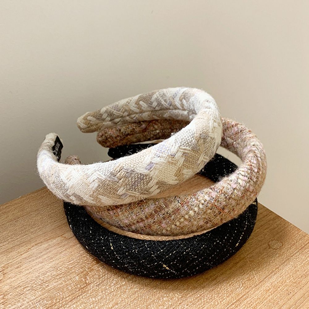 Băng đô xốp bản rộng kẻ sọc caro phong cách Hàn Quốc ngọt ngào cho nữ