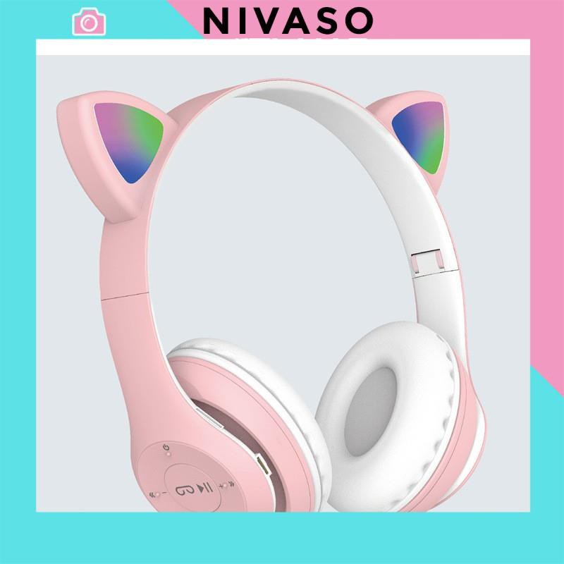 Tai Nghe Bluetooth Chụp tai ST71 có Mic Headphone không dây Dễ Thương tai mèo nghe nhạc, chơi game, cho bà bầu NIVASO | BigBuy360 - bigbuy360.vn