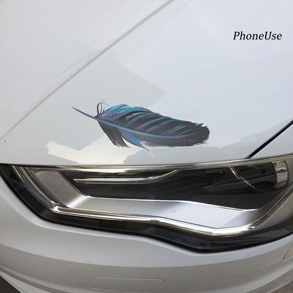 Pu 1 Bộ Sticker Dán Xe Hơi Hình Lông Vũ