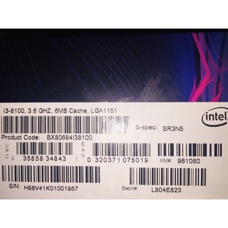 CPU Intel Core I3-8100 (3.6GHz) CHÍNH HÃNG